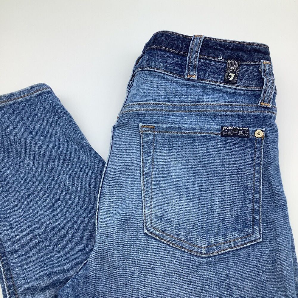 7 For All Mankind Womens Two Toned‎ Denim Jeans Blue Size 28